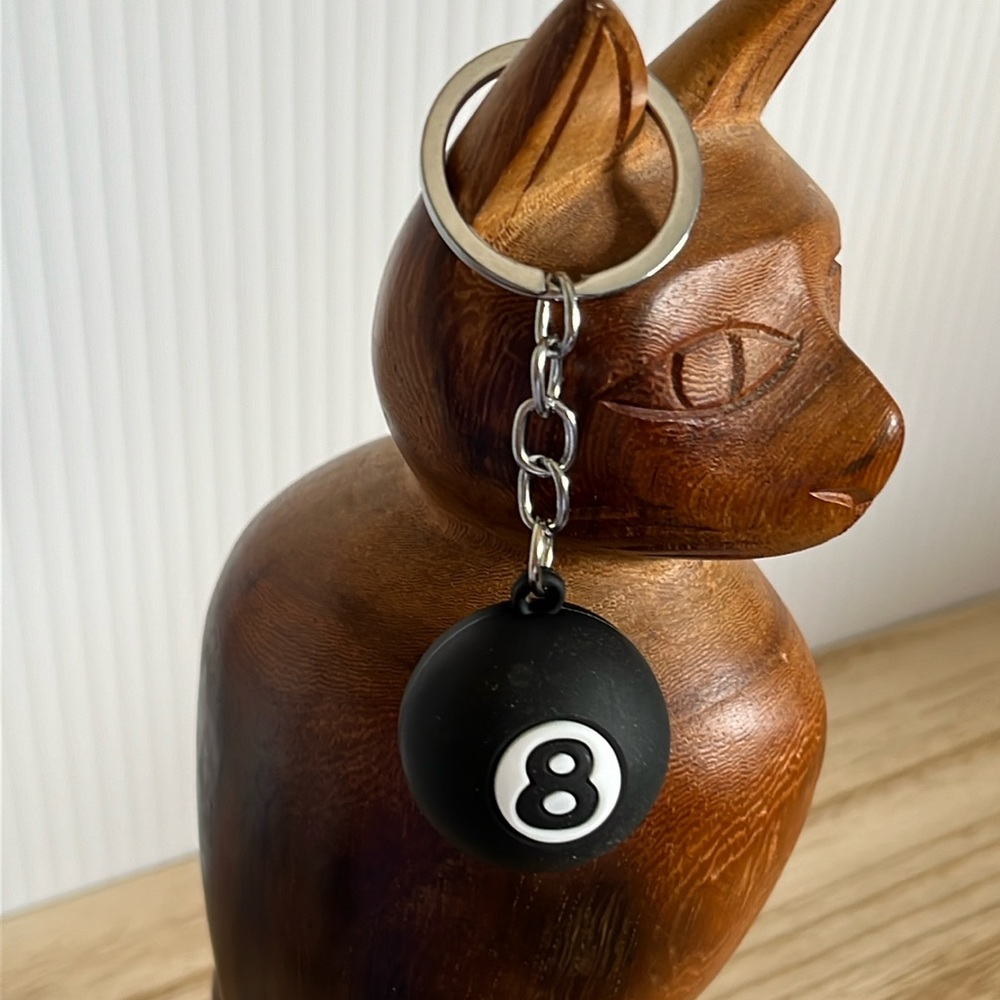 8 Ball Silver Keychain